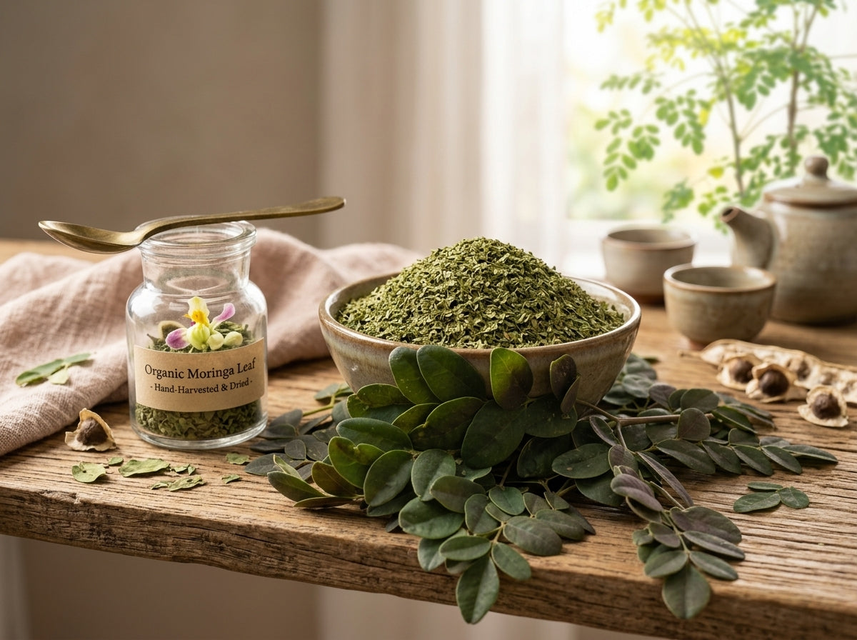 1) Organic Moringa Oleifera Leaf Dried Cut 8oz